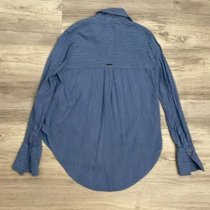 Billabong Blue & White Striped Long Sleeve Button Down Women's Shirt Size Small thumbnail 6
