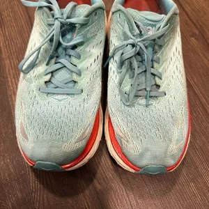 Hoka One One light blue & pink athletic running 11 sneakers thumbnail 5