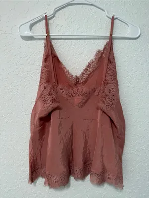 VICTORIAS SECRET Lace-Trim Cami Top in Dusty Rose Size XL thumbnail 3