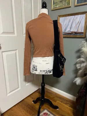 Y2K Autumn American Eagle Rust Cropped Mock Neck Long Sleeve M thumbnail 2