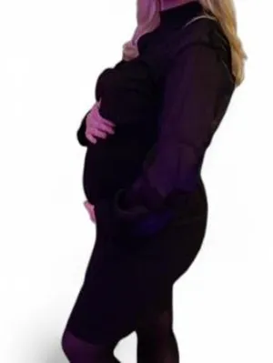 SheIn Maternity Black Cropped Sheer-Sleeve Mock Neck Top & Pencil Skirt 2 Piece Set thumbnail 8