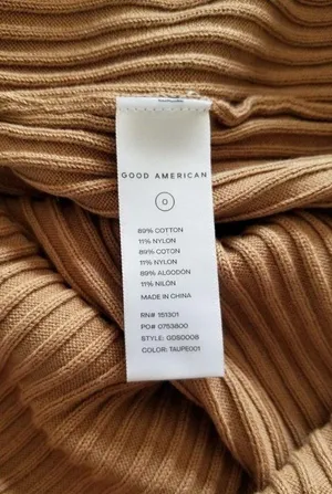 GOOD AMERICAN Sleeveless Rib Knit Tie Waist Midi Dress Taupe Tan Size 2 M thumbnail 13