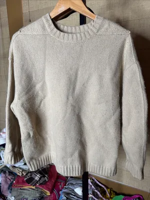 Banana Republic Oversized Merino Wool Cotton Sweater Natural Size Small thumbnail 2