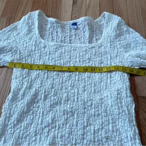 Old Navy White Textured Boho Long Sleeve Top Large Square Neck Cottagecore thumbnail 6