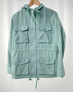 Urban Outfitters Cotton Hooded Barn Coat‎ Field Jacket in Sage Green Size Small thumbnail 1