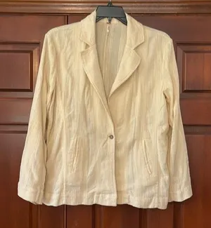 Free People minimalist cotton Linen woven pattern blazer small thumbnail 1