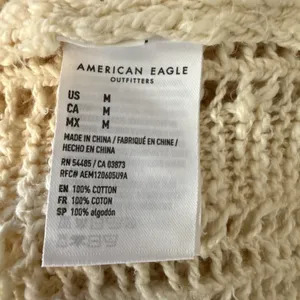 American Eagle Crochet Duster Hooded Cardigan Sweater Jacket Size M Ivory Cotton thumbnail 8