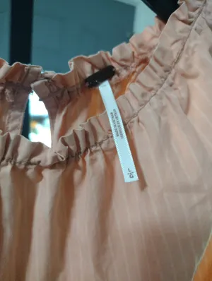 Free people Peach Striped Ruffle Neck Flowy Top thumbnail 3