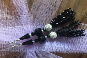 Charming Charlie Black Silver Sparkly Dangle Earrings New Years Eve Holiday thumbnail 1