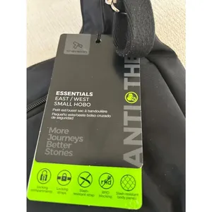 Travelon Anti-Theft Essentials East/West Small Hobo Bag, Black, NWT thumbnail 6