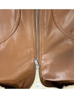 GAP Brown Bomber Jacket with Cream Sherpa Trim thumbnail 4