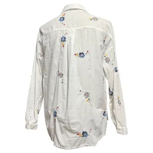 Patiskha Life 100% Cotton Long Sleeve Button Up Floral Embroidered White Medium thumbnail 5