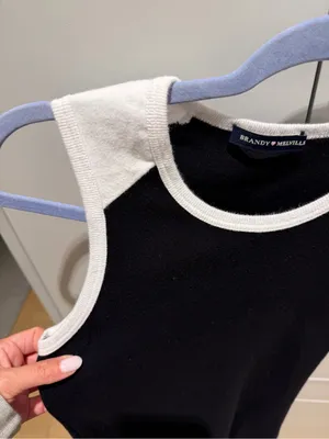 Brandy Melville Black Tank Top with White Trim thumbnail 4
