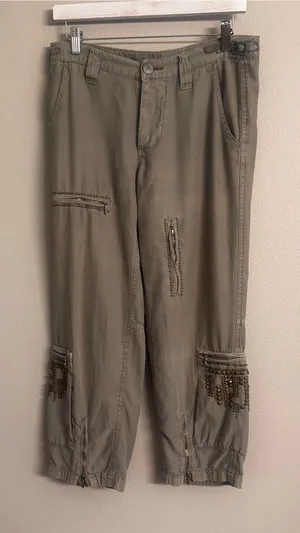 BABAKUL‎ Embellished Cargo Capri Y2K Green Size XS thumbnail 1