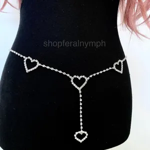 Silver Y2K Rhinestone Heart Drop Chain Belt, Fits 33-44.5 Inches, X7GA1269 thumbnail 2