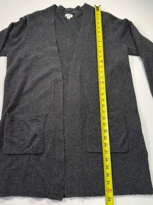 J. Crew Wool Blend Charcoal Open-Front Pocket Cardigan thumbnail 3