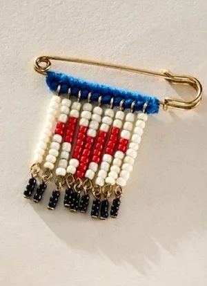 NWT Free People Bead Baby Brooch In White & Red thumbnail 1