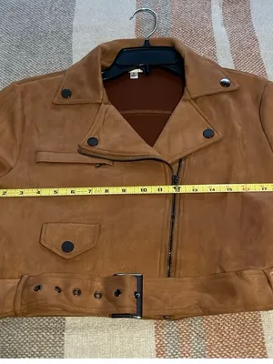 NWOT Classic Tan Suede Biker Jacket - Women thumbnail 4