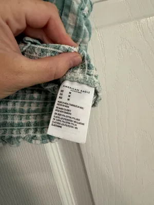 American Eagle Gingham Smocked Cami Crop Top thumbnail 4