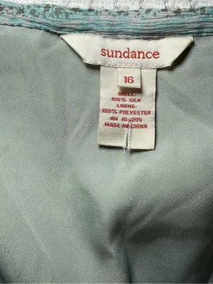 Sundance Womens Size 16 Teal Silk Long Sleeve Dress Maxi V Neck Tie Boho Lined thumbnail 2