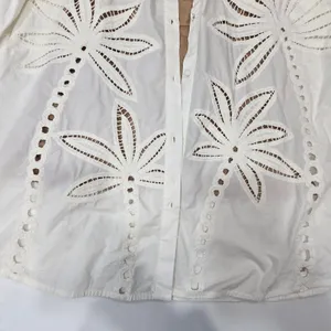 HEMANT AND NANDITA Lani Palm Mini Dress in White XS thumbnail 4