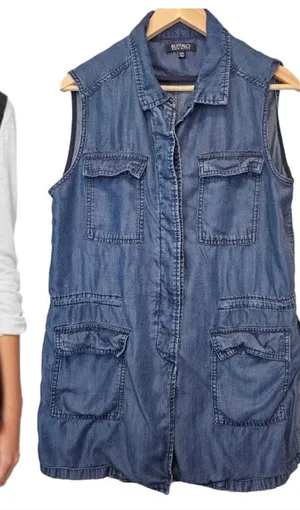 Buffalo David Bitton Lightweight Blue Denim Tunic Vest Medium‎ thumbnail 1
