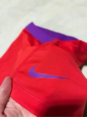 Nike pro Red Performance Shorts with Purple Waistband medium thumbnail 2