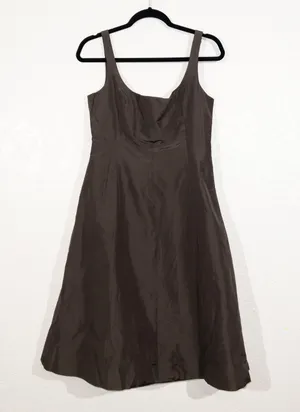 NWT J. Crew Espresso Brown 100% Silk Fit & Flare Dress Size 8 thumbnail 1