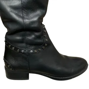 Sam Edelman Paxton Women's 6.5 black leather‎ studded tall moto riding boots thumbnail 5