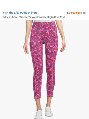 Lilly Pulitzer Luxletic Weekender High Rise Leggings Passion Fruit Pink Star thumbnail 13