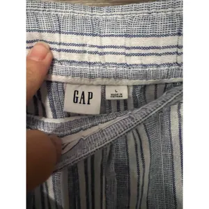 Gap linen blend pants size Large flare stripped blue white string flowy summer thumbnail 9