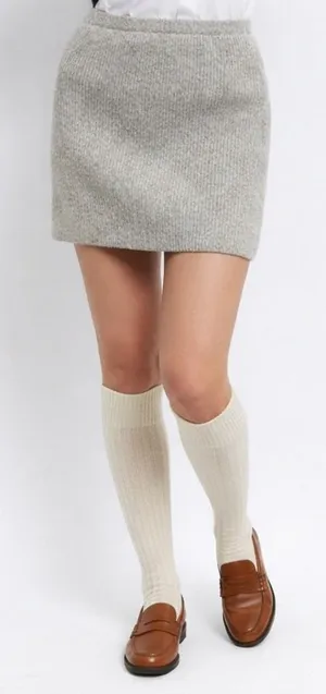 Zara Mini Skirt Womens M Gray Wool Knit Ribbed Cozy Preppy Scandinavian Capsule thumbnail 1