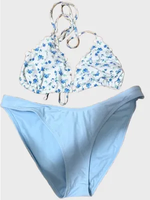 wild fable White & Light Blue Floral Triangle Bikini thumbnail 2