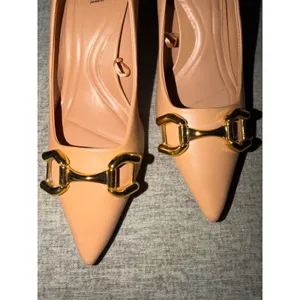 Zara Womens Tan Nude Pointed‎ Toe Block Heel Horsebit Buckle Pumps Size 5 thumbnail 4