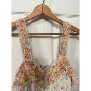 American Eagle Women's Cream Floral V-neck Cinch Cami, M thumbnail 6