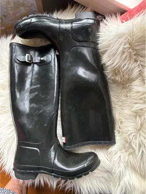 Hunter Black Tall Rain Boots with Adjustable Buckle thumbnail 6