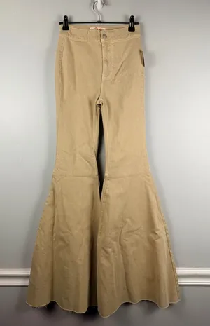 New FREE PEOPLE Womens Size W 24 R Super Flare/Distressed Bottoms Bells Jeans thumbnail 1