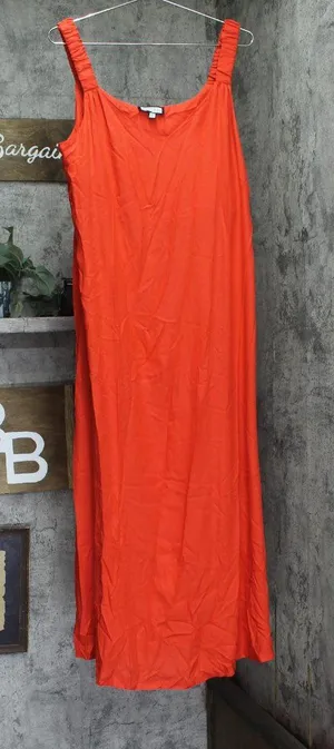 Sam & Jess Womens Sleeveless V Neck Ruched Straps Tank Maxi Dress Lobster Red M thumbnail 1