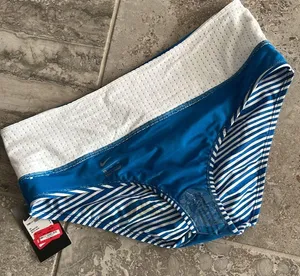 Nike Striped High Waisted Bikini Bottoms, Blue & White Size XL New w/Tag thumbnail 7