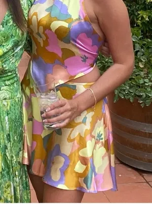 ASTR Dana Mini Skirt In Floral Satin thumbnail 1