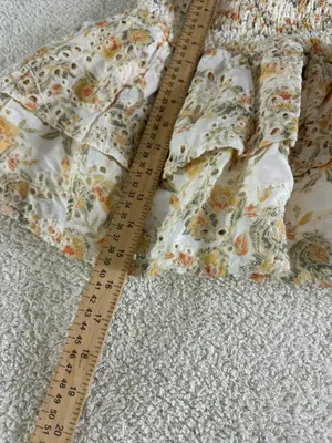 En Saison Skirt Womens Size Small ruched floral eyelet Ruffle Mini Tiered Boho thumbnail 7