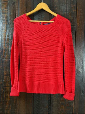American Eagle Red Open Knit Sweater XS thumbnail 1