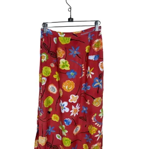 Vintage Harold's Red Floral Maxi Skirt Rayon High Waisted Made in USA Size 2 thumbnail 2