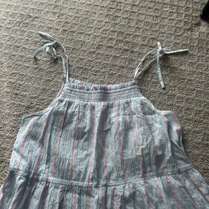 Maeve by Anthropologie Gauzy Tiered Dress Cover Up Light Blue Pink Stripe‎ XS thumbnail 2