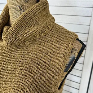 Jones New York Sleeveless Nylon Knit Turtleneck Sweater Tan Medium‎ Preppy thumbnail 5