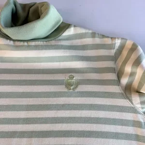 Vintage 90s Jaclyn Smith Sport Green Yellow Stripe Turtleneck Sweatshirt L thumbnail 5