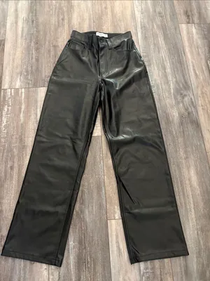 Abercrombie & Fitch the loose high rise faux leather black pant size 25 thumbnail 7