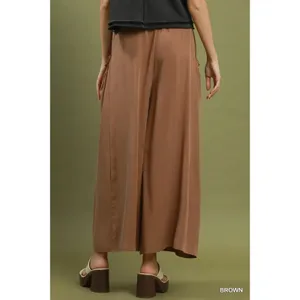 Umgee Flowy Wide Leg Pocket Pants - Brown - Medium thumbnail 3