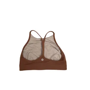 Lululemon Flow Y Wrap Front High Neck Activewear Sports Bra Copper Brown Size 4 thumbnail 2