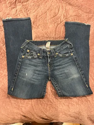 True Religion Dark Indigo Flare Jeans with Contrast Stitching 28” thumbnail 2